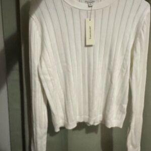 Francesca's Collections Cream Ribbed Knit Sweater